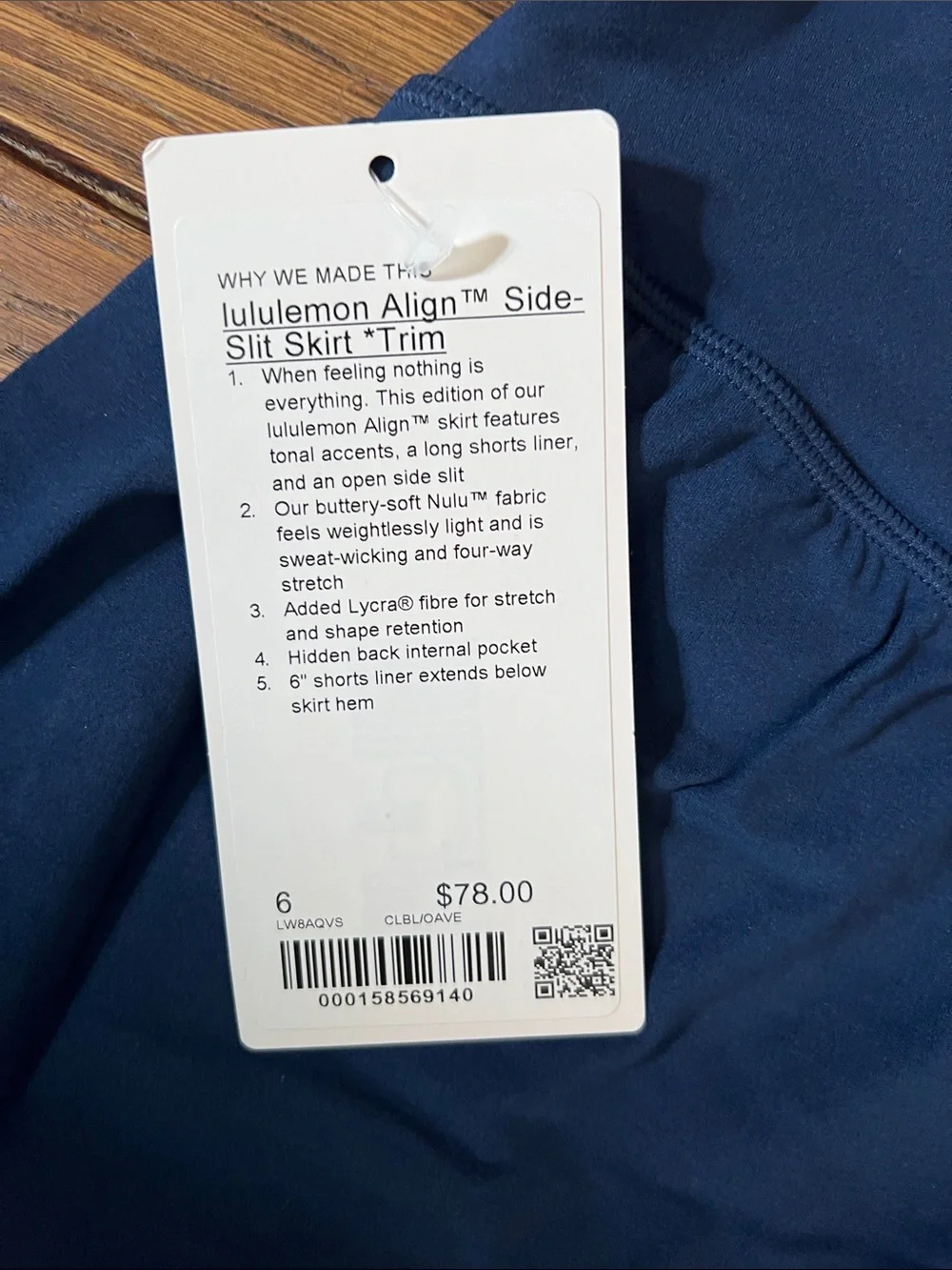 Lululemon Ocean Wave Club Blue Align Layered Skirt Skort Size 6 NWT